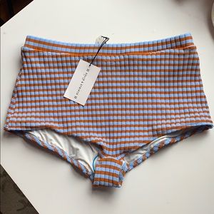 Solid and Striped High Waist Swim Bottoms